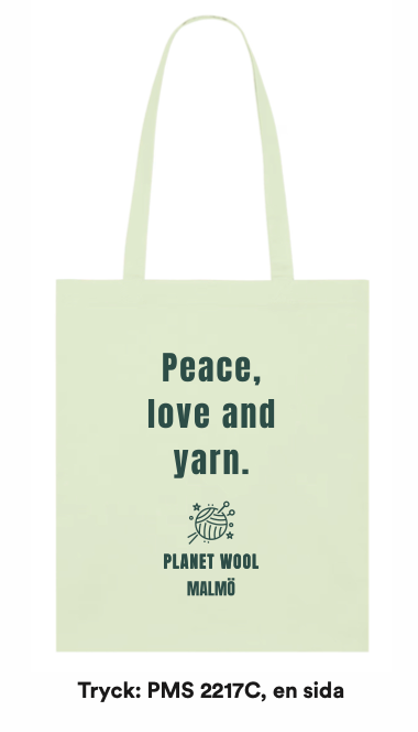 Ekotygkasse "Peace, love and yarn"