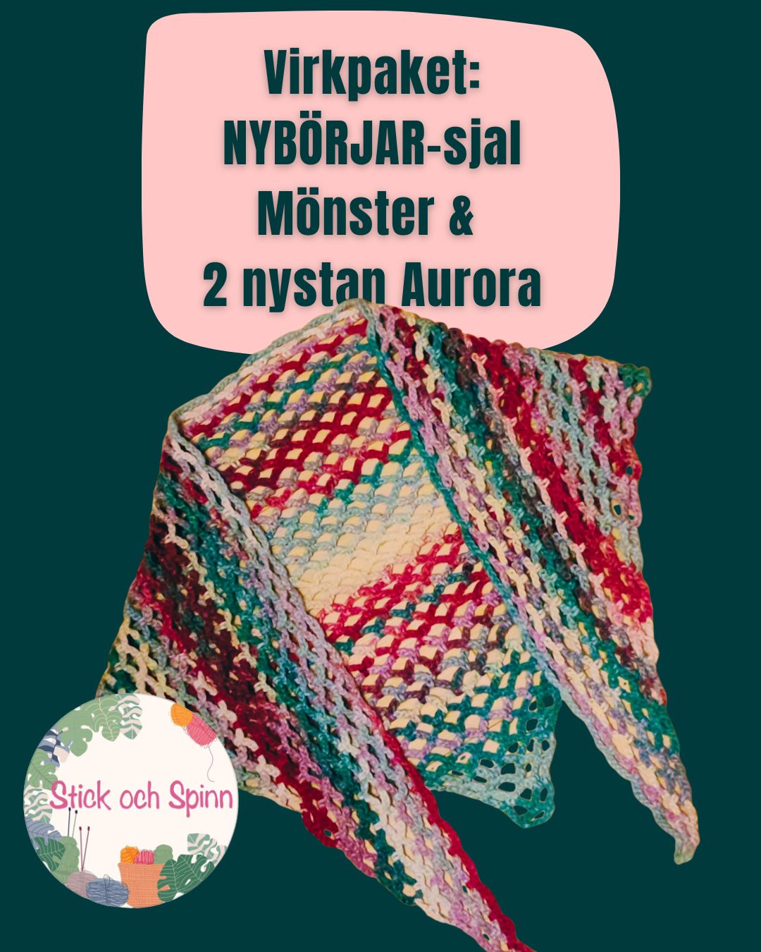 Virkpaket: NYBÖRJAR-sjal från Stick och Spinn