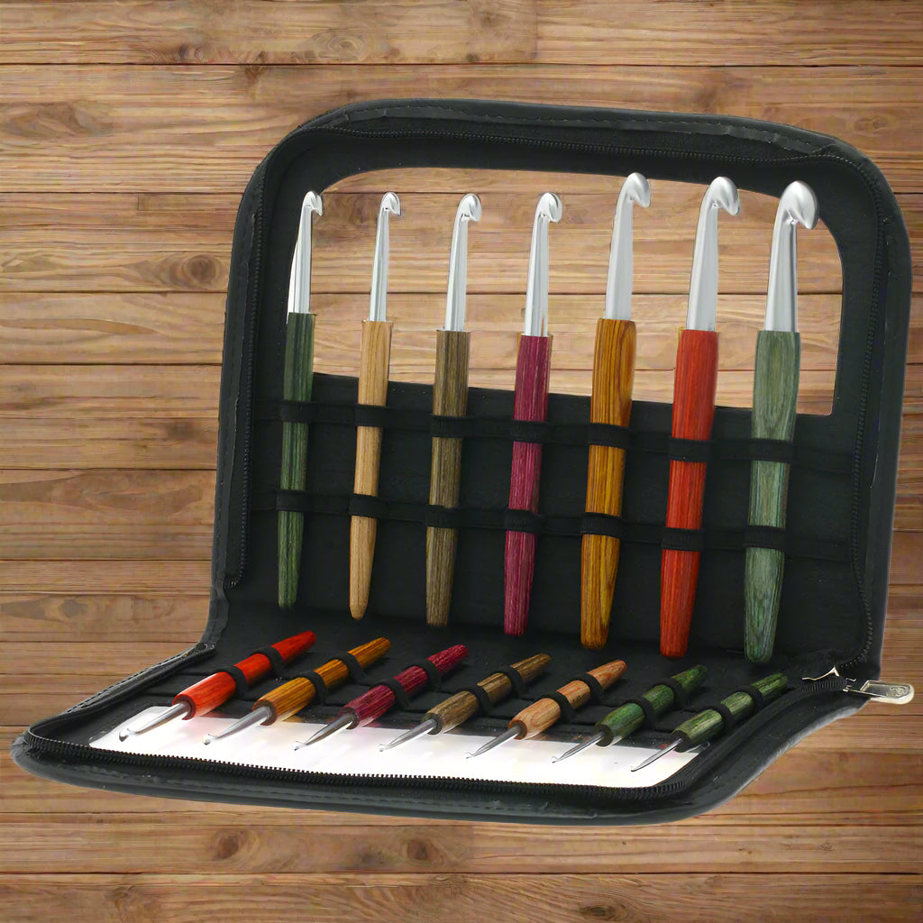 Set med virknålar i många storleker